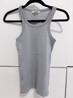 Lucky Brand Silver Gray Ribbed Tank Top